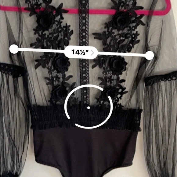 Vera's Lucy Black Mesh & Lace Detail Blouse Bodysuit. Vintage Couture! - Picture 9 of 9